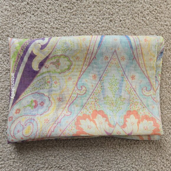 NWT Brooks Brothers Linen & Silk Oblong Scarf Lightweight Pastel - Picture 12 of 12